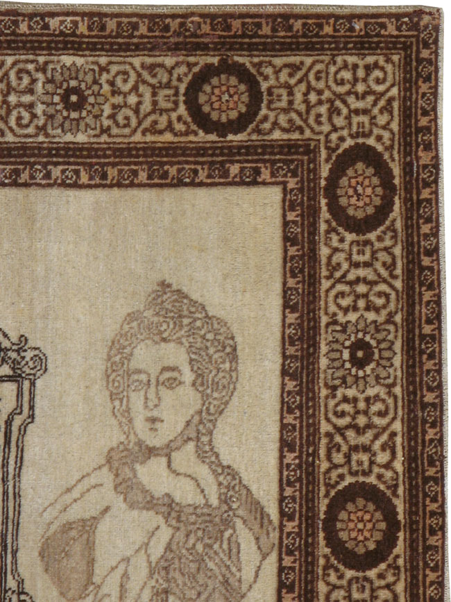 Antique Persian Tabriz Pictorial Rug, No.21204 - Gss