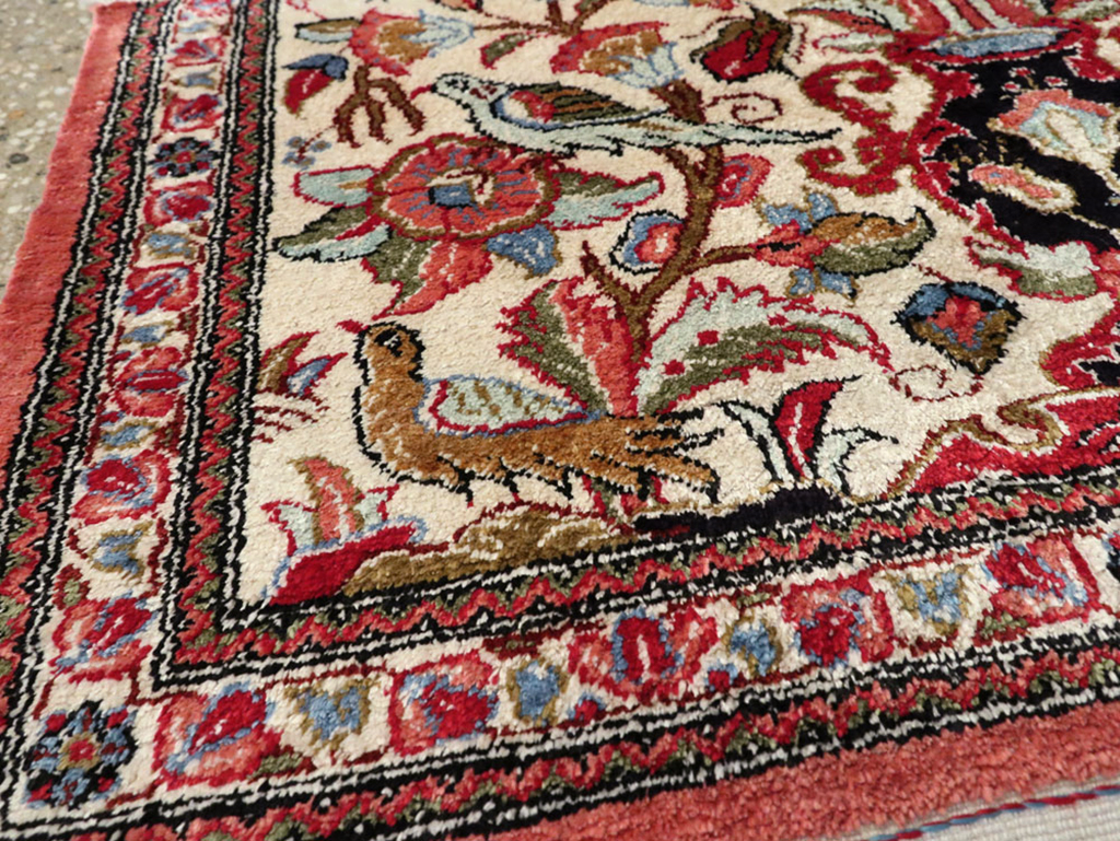 Vintage Persian Quom Silk Rug, No.21213 - Gss