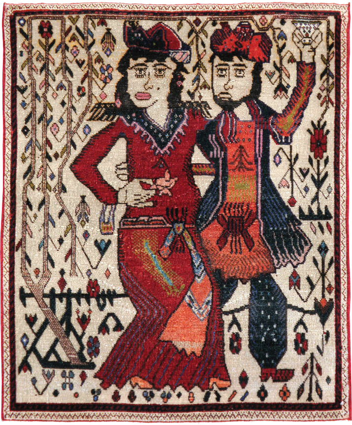 Vintage Persian Tabriz Pictorial Rug, No.21395 - Gss