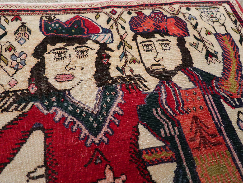 Vintage Persian Tabriz Pictorial Rug, No.21395 - Gss