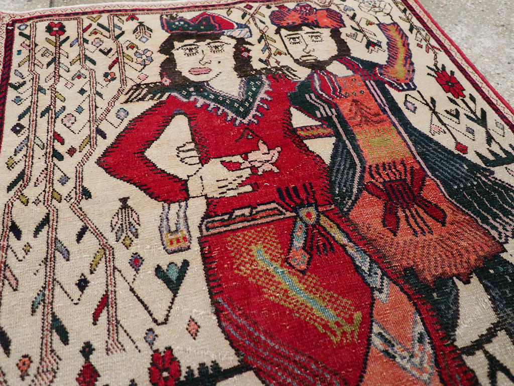 Vintage Persian Tabriz Pictorial Rug, No.21395 - Gss