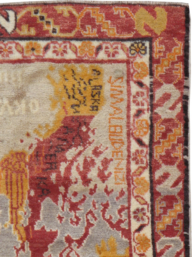 Vintage Turkish Oushak Map Rug, No.21408 - Gss