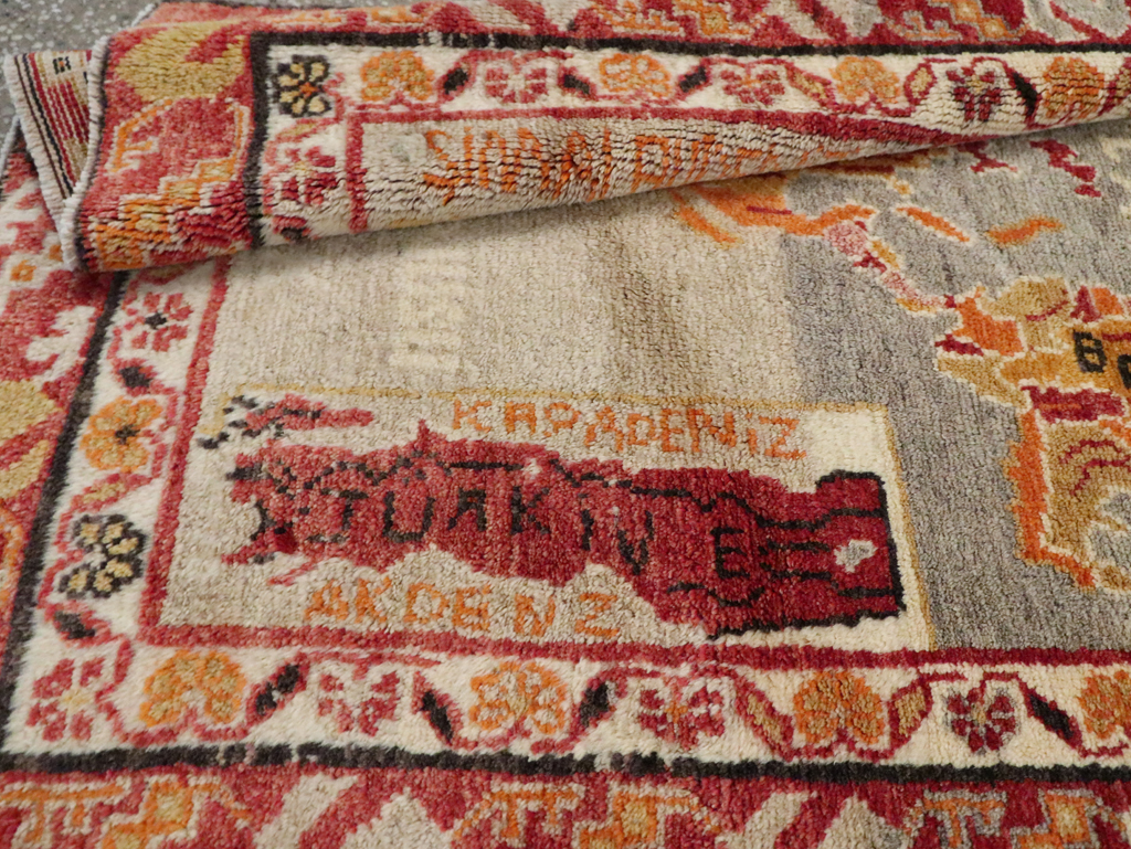 Vintage Turkish Oushak Map Rug, No.21408 - Gss