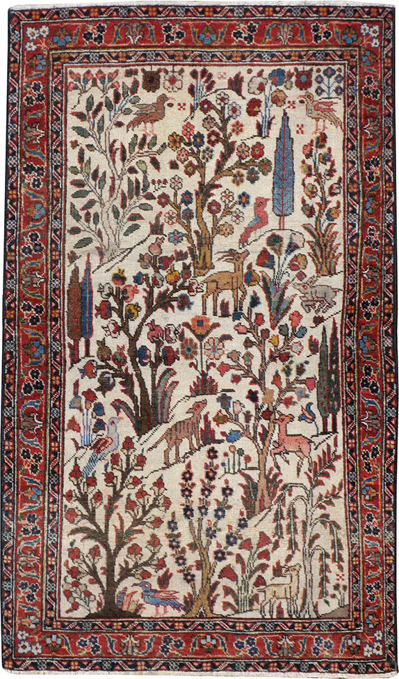 Vintage Persian Tabriz Pictorial Rug, No.21465 - Gss
