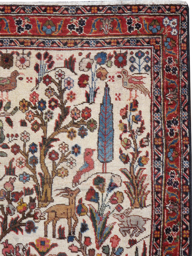 Vintage Persian Tabriz Pictorial Rug, No.21465 - Gss