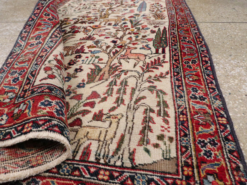 Vintage Persian Tabriz Pictorial Rug, No.21465 - Gss