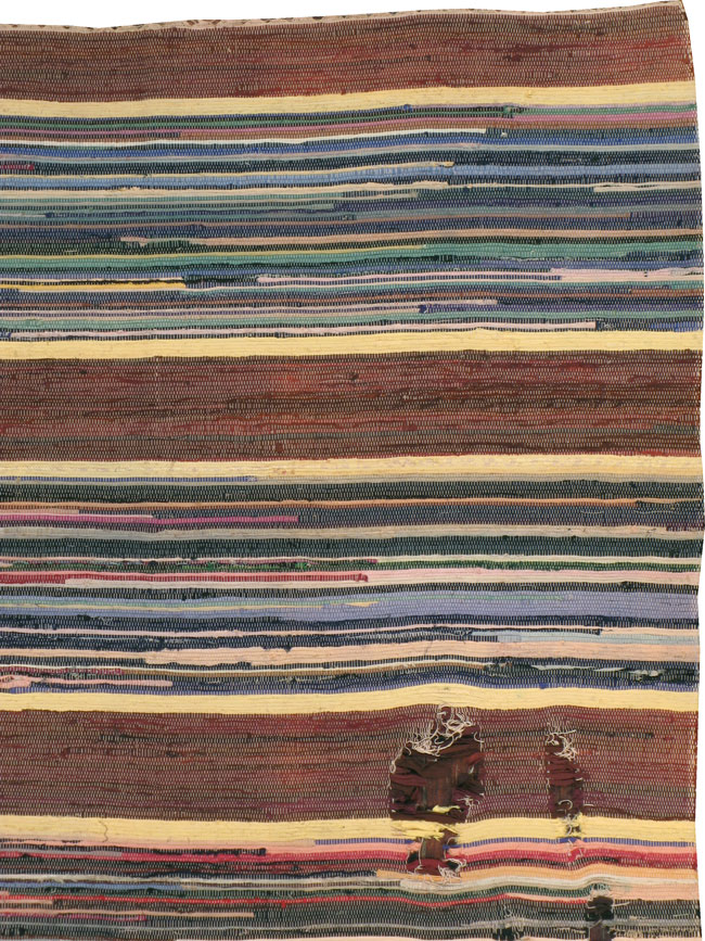 Vintage Distressed American Rag Rug, No.21479 - Gss