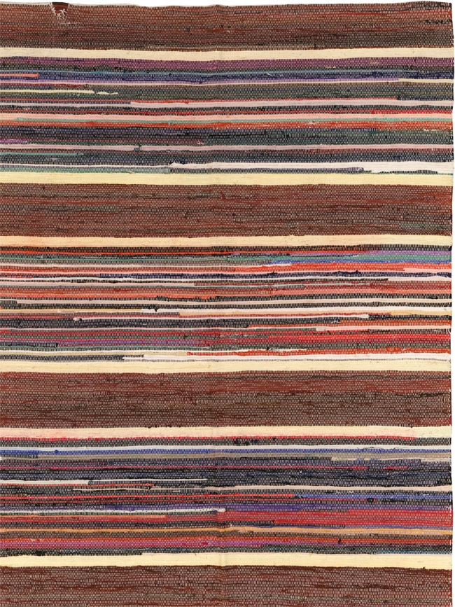 Vintage Distressed American Rag Rug, No.21479 - Gss