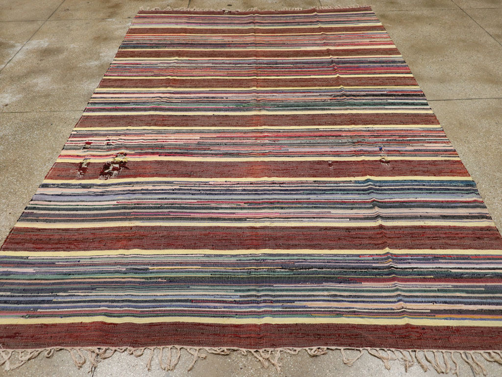 Vintage Distressed American Rag Rug, No.21479 - Gss