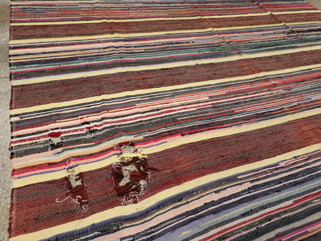 Vintage Distressed American Rag Rug, No.21479 - Gss