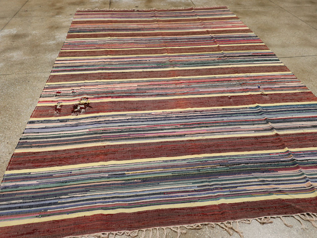 Vintage Distressed American Rag Rug, No.21479 - Gss