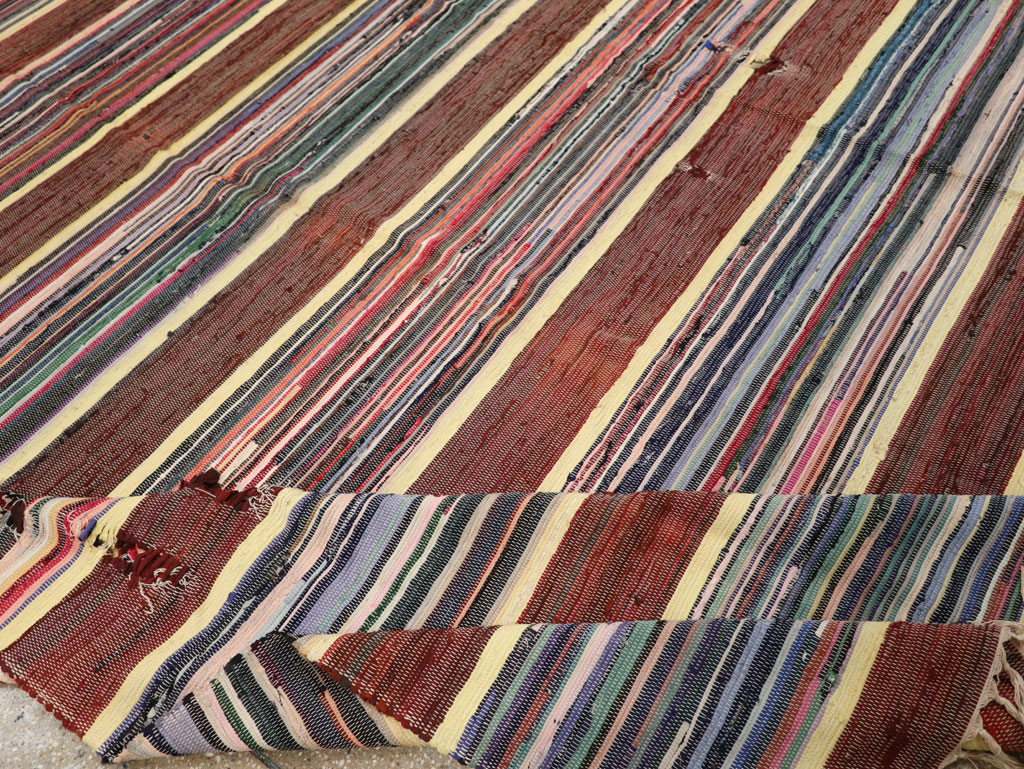 Vintage Distressed American Rag Rug, No.21479 - Gss