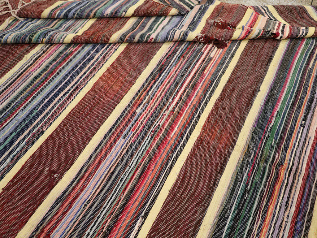 Vintage Distressed American Rag Rug, No.21479 - Gss