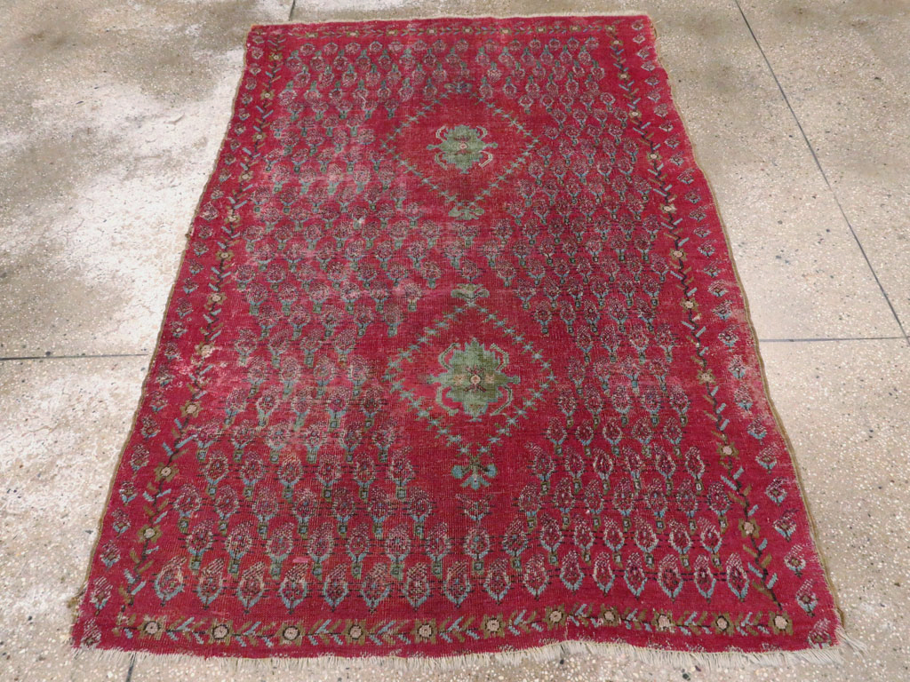Antique Ghiordes Distressed Rug, No.21510 - Gss