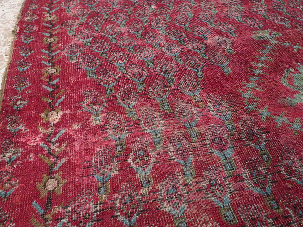 Antique Ghiordes Distressed Rug, No.21510 - Gss