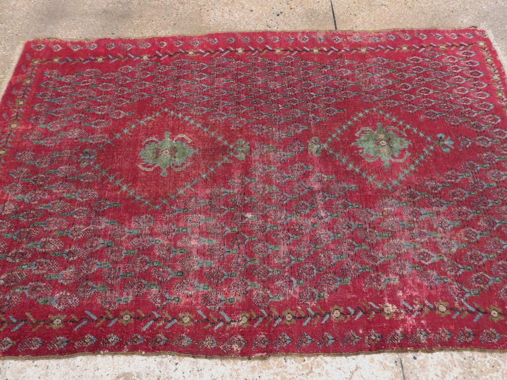 Antique Ghiordes Distressed Rug, No.21510 - Gss