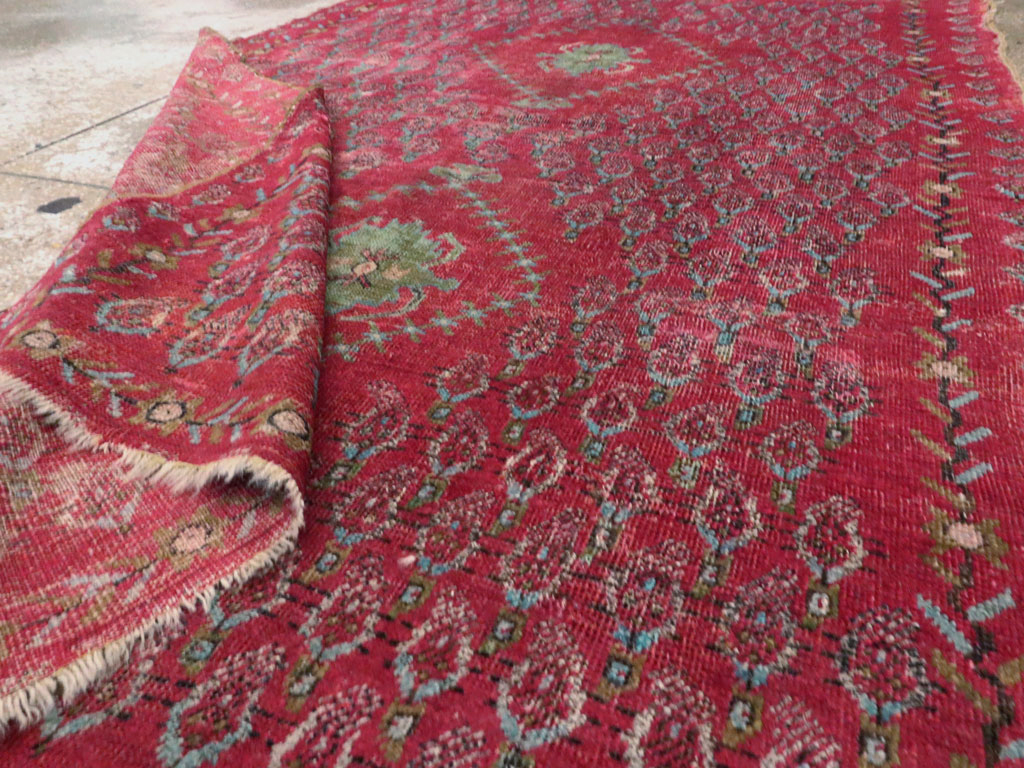 Antique Ghiordes Distressed Rug, No.21510 - Gss