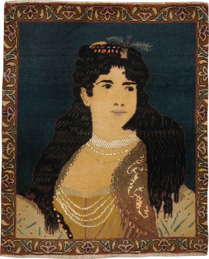 Vintage Persian Tabriz Pictorial Rug, No.21598 - Gss