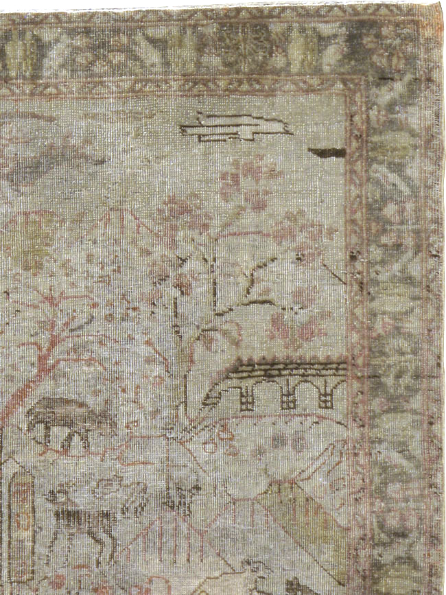 Antique Persian Tabriz Pictorial Rug, No.21599 - Gss