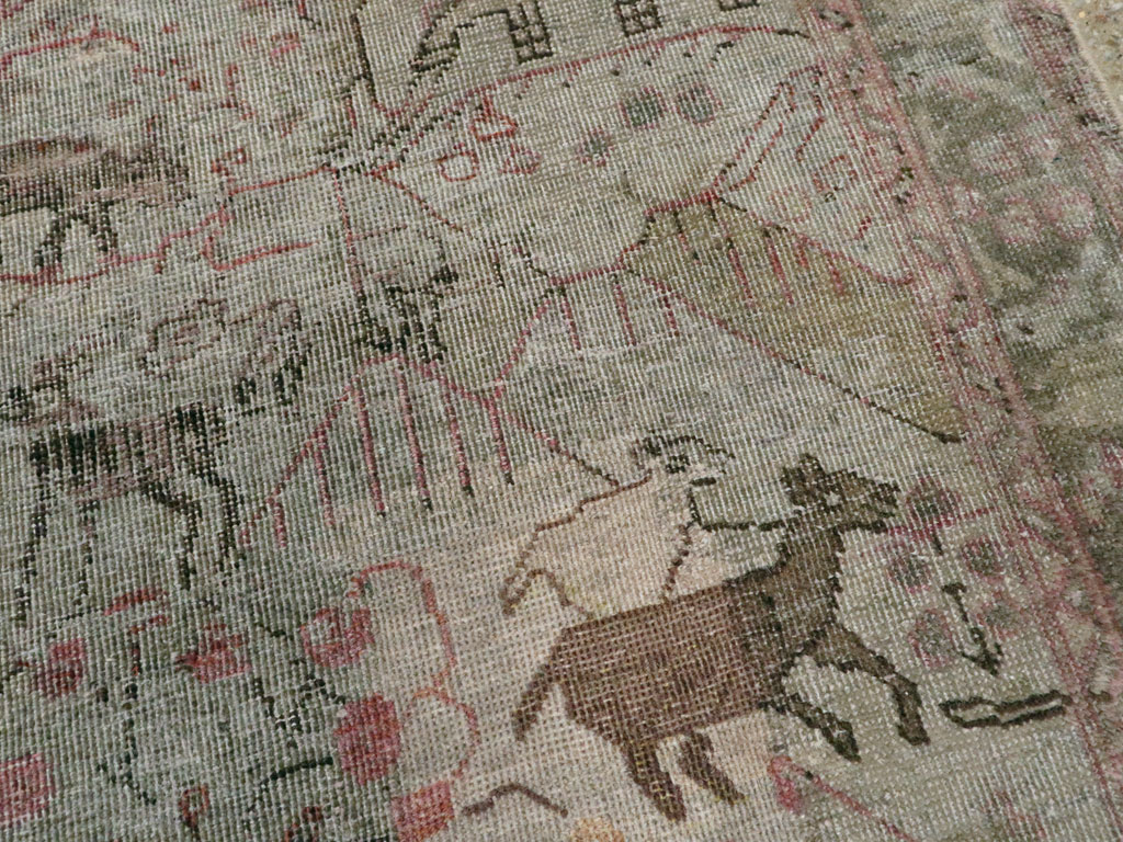 Antique Persian Tabriz Pictorial Rug, No.21599 - Gss