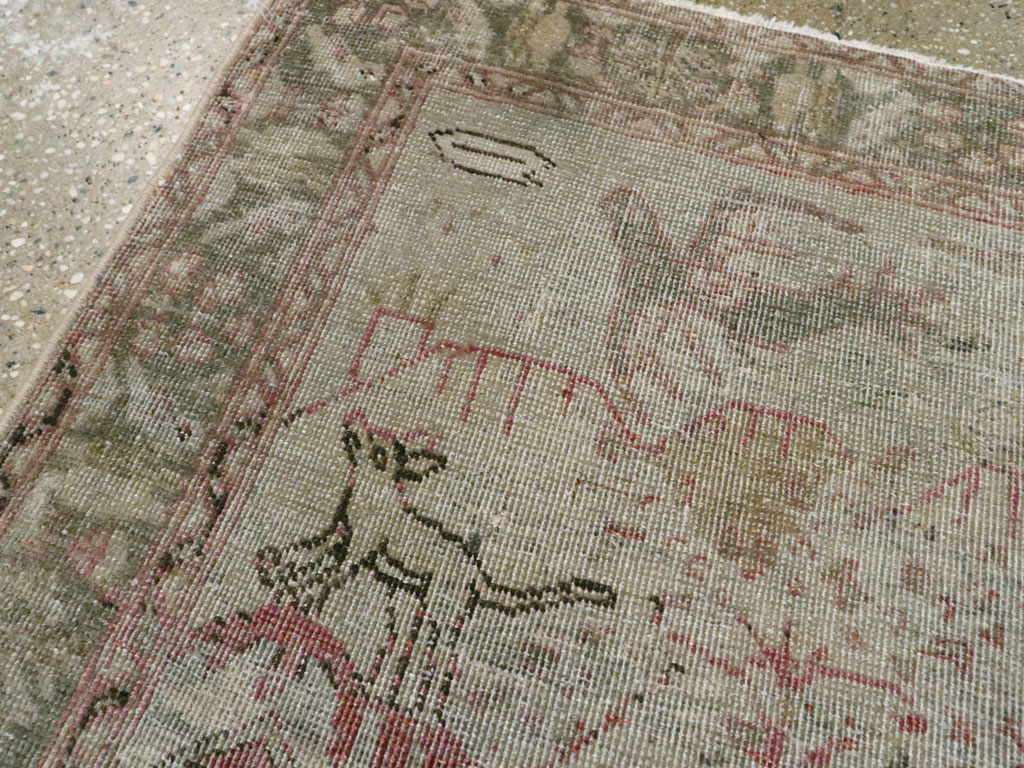 Antique Persian Tabriz Pictorial Rug, No.21599 - Gss