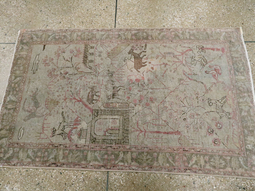 Antique Persian Tabriz Pictorial Rug, No.21599 - Gss