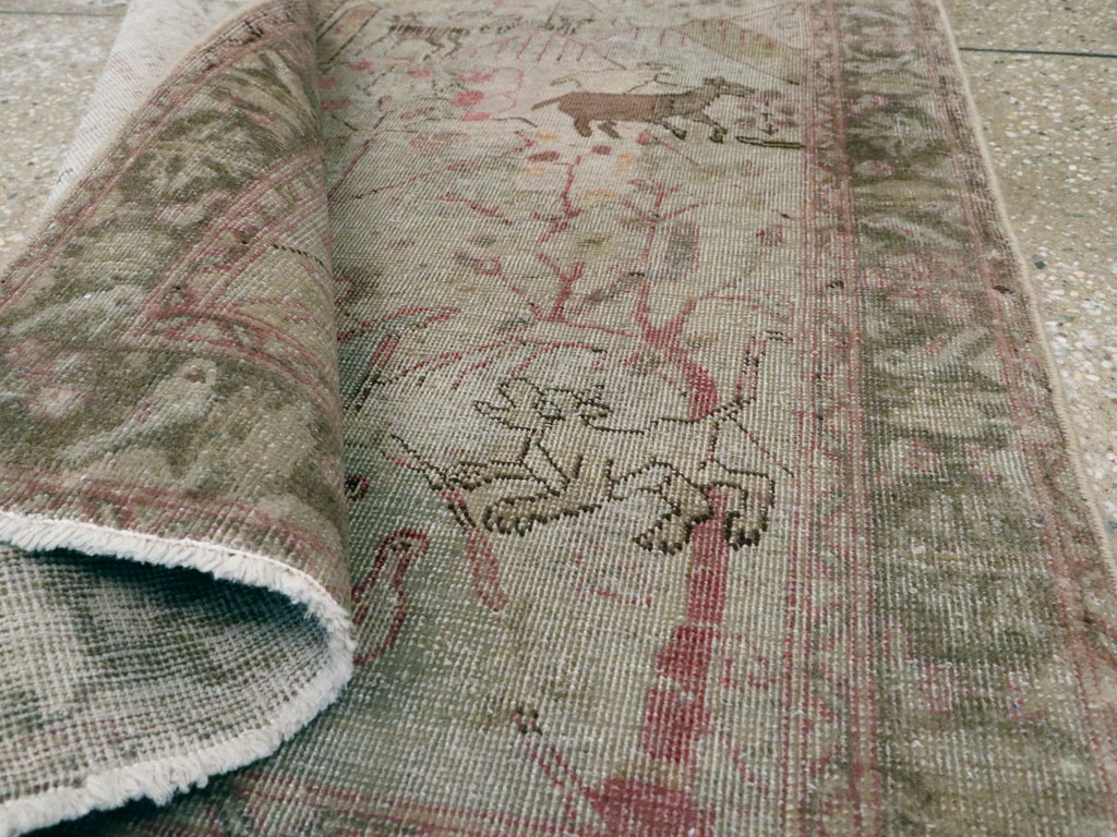 Antique Persian Tabriz Pictorial Rug, No.21599 - Gss