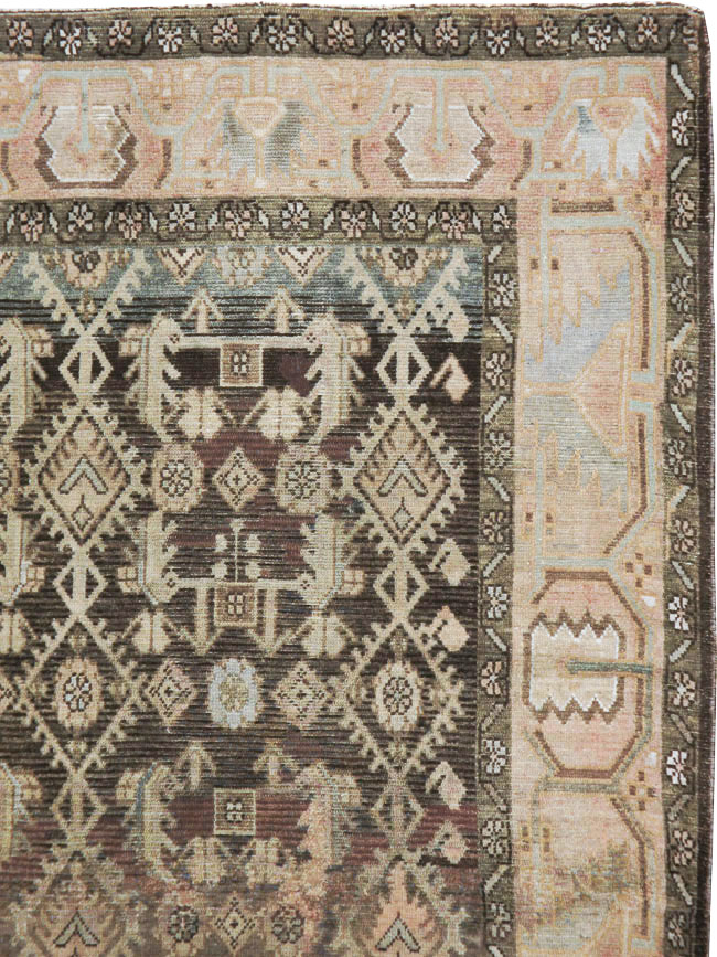 Vintage Persian Malayer Wide Gallery Runner, No.21602 - Gss
