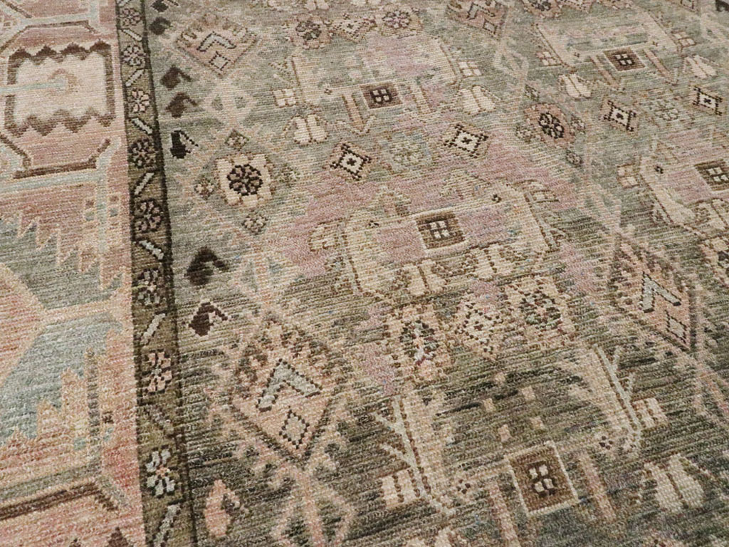 Vintage Persian Malayer Wide Gallery Runner, No.21602 - Gss