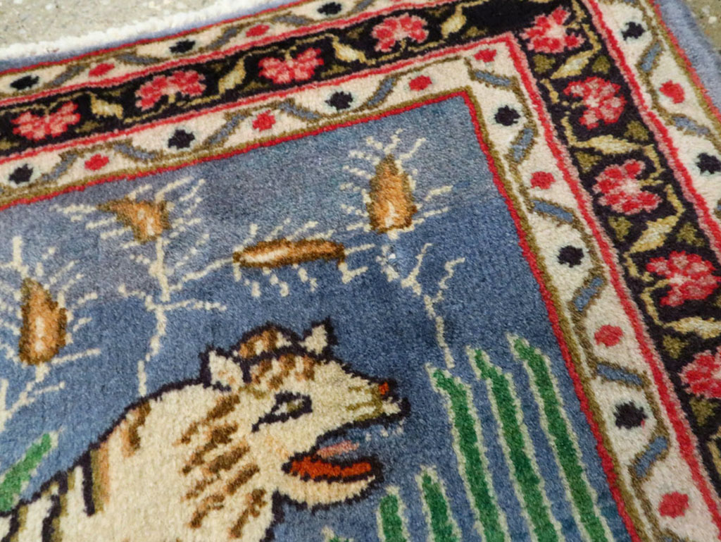 Vintage Persian Mashad Pictorial Rug, No.21642 - Gss