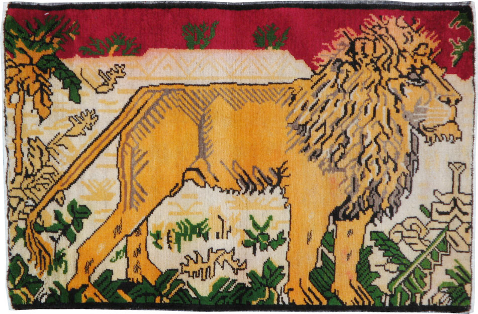 Vintage Persian Kurdish Pictorial Rug, No.21667 - Gss