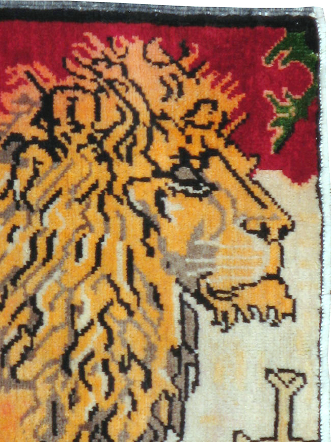 Vintage Persian Kurdish Pictorial Rug, No.21667 - Gss