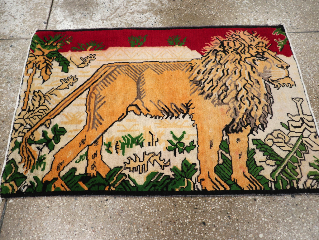 Vintage Persian Kurdish Pictorial Rug, No.21667 - Gss