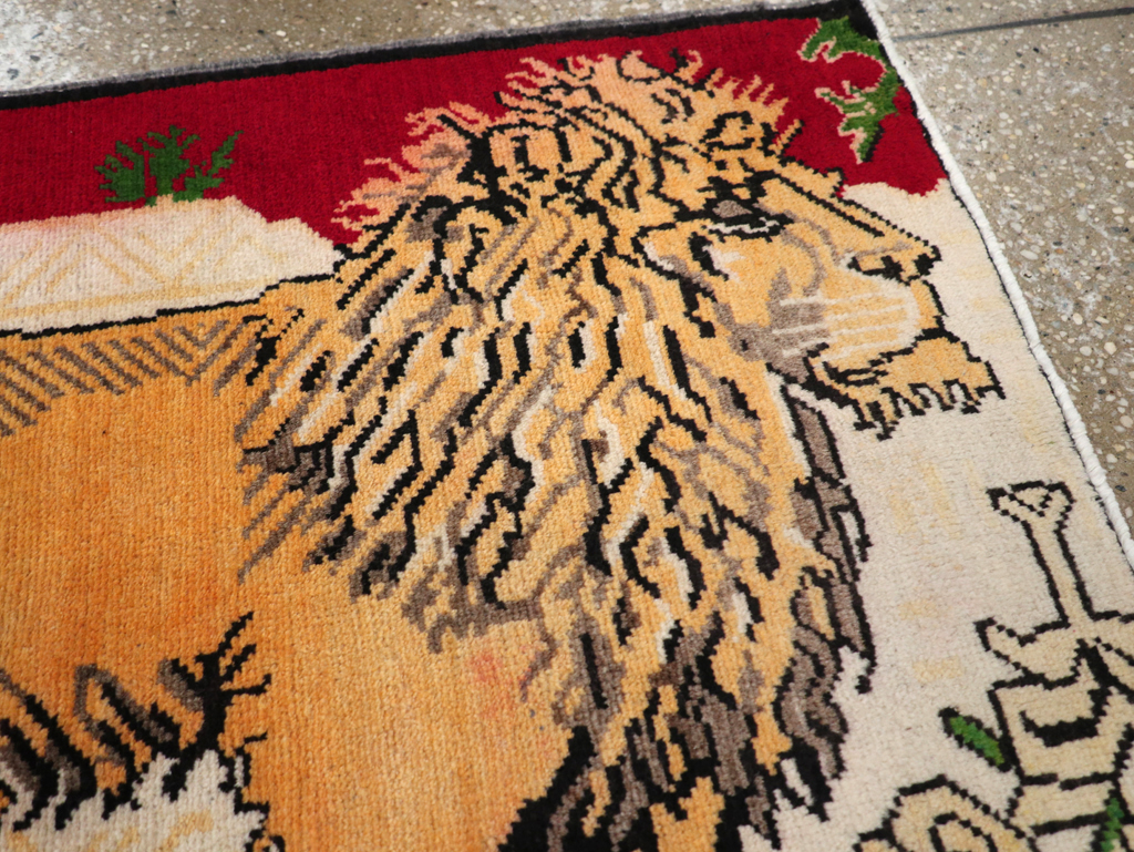 Vintage Persian Kurdish Pictorial Rug, No.21667 - Gss