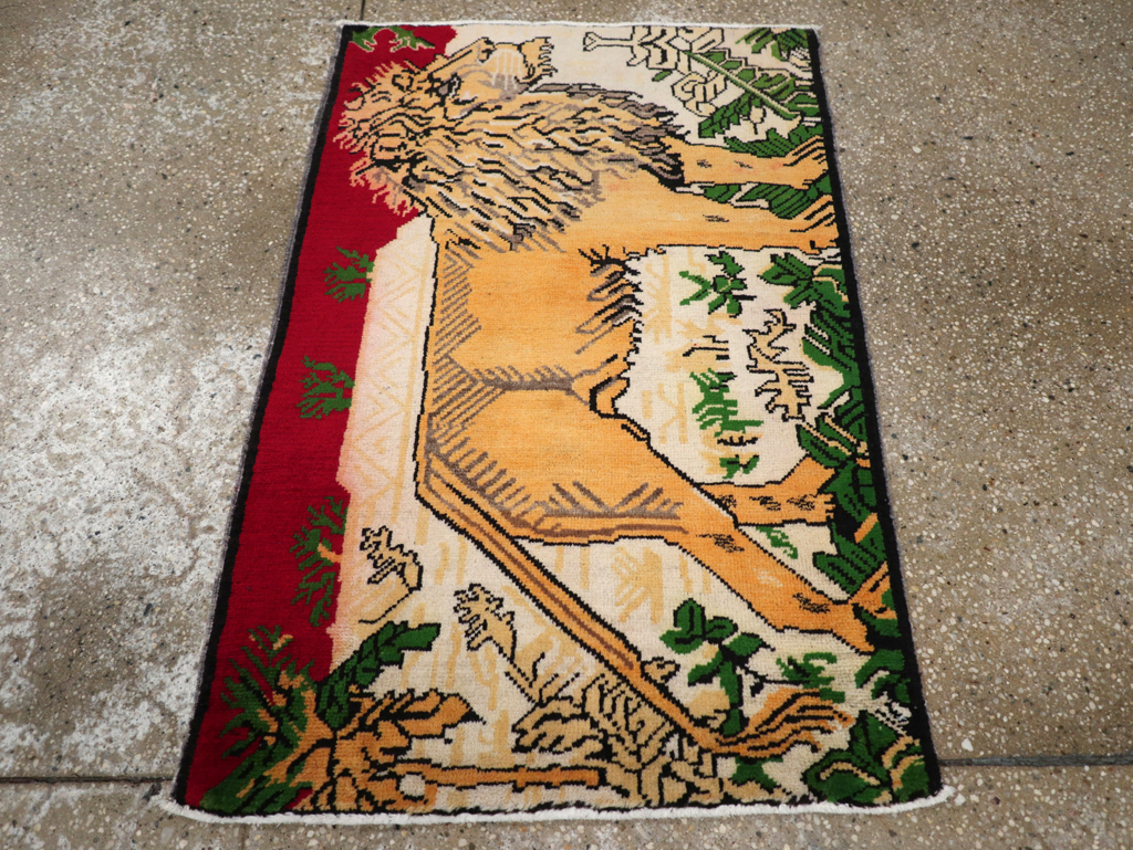 Vintage Persian Kurdish Pictorial Rug, No.21667 - Gss