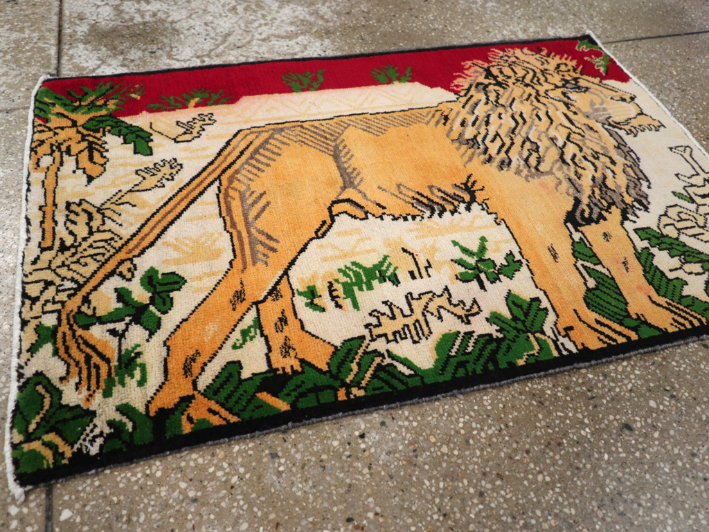 Vintage Persian Kurdish Pictorial Rug, No.21667 - Gss