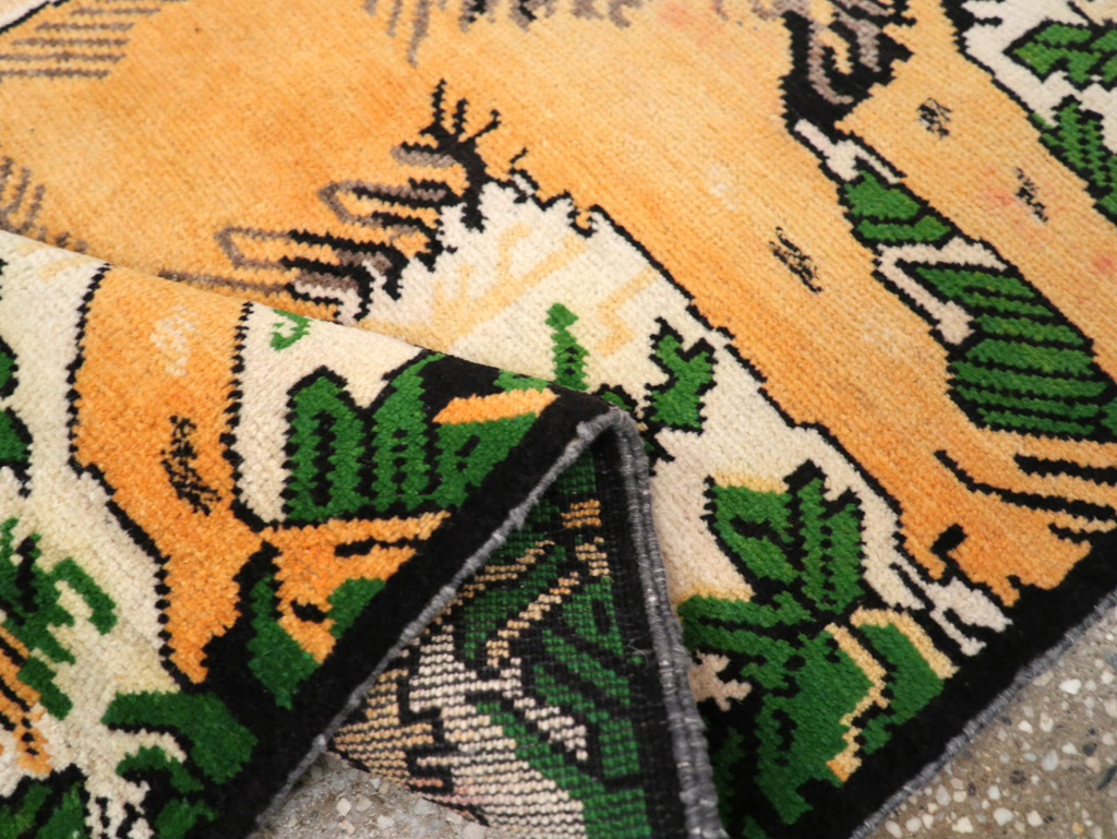 Vintage Persian Kurdish Pictorial Rug, No.21667 - Gss