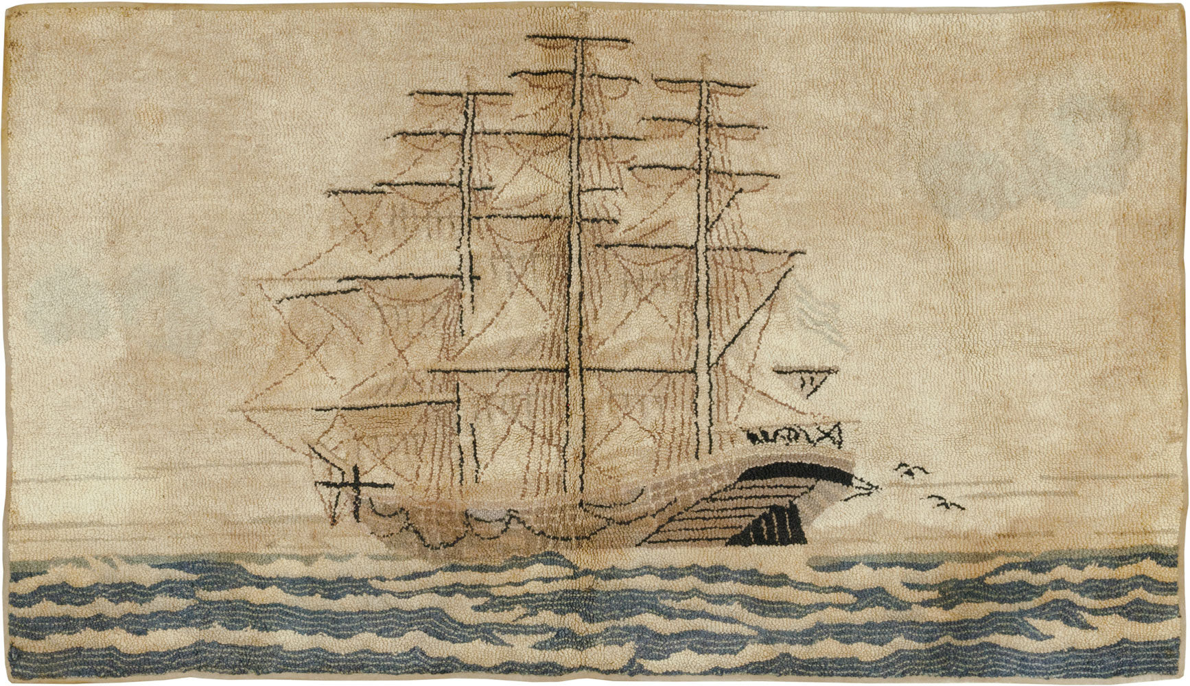 Vintage American Hooked Pictorial Accent Rug, No.21698 - Gss