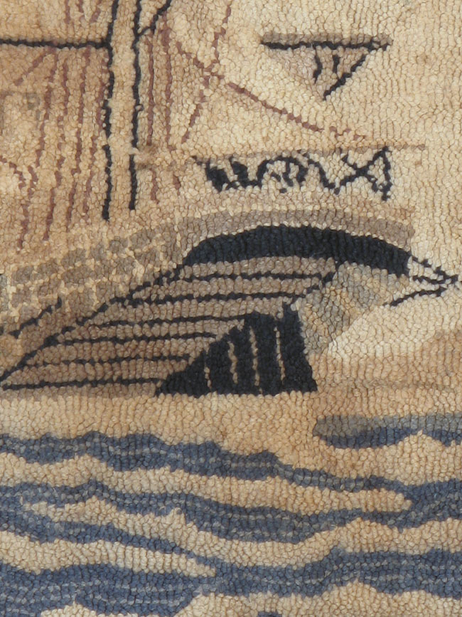 Vintage American Hooked Pictorial Accent Rug, No.21698 - Gss