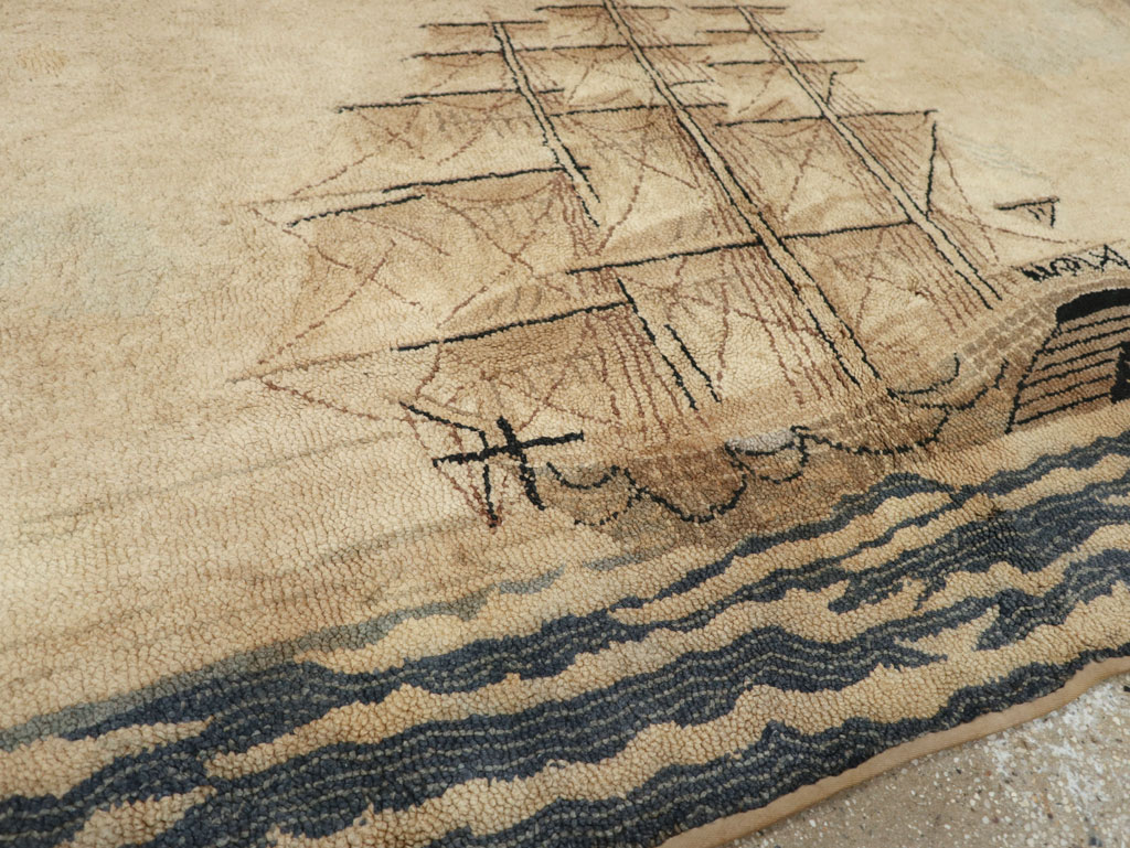 Vintage American Hooked Pictorial Accent Rug, No.21698 - Gss