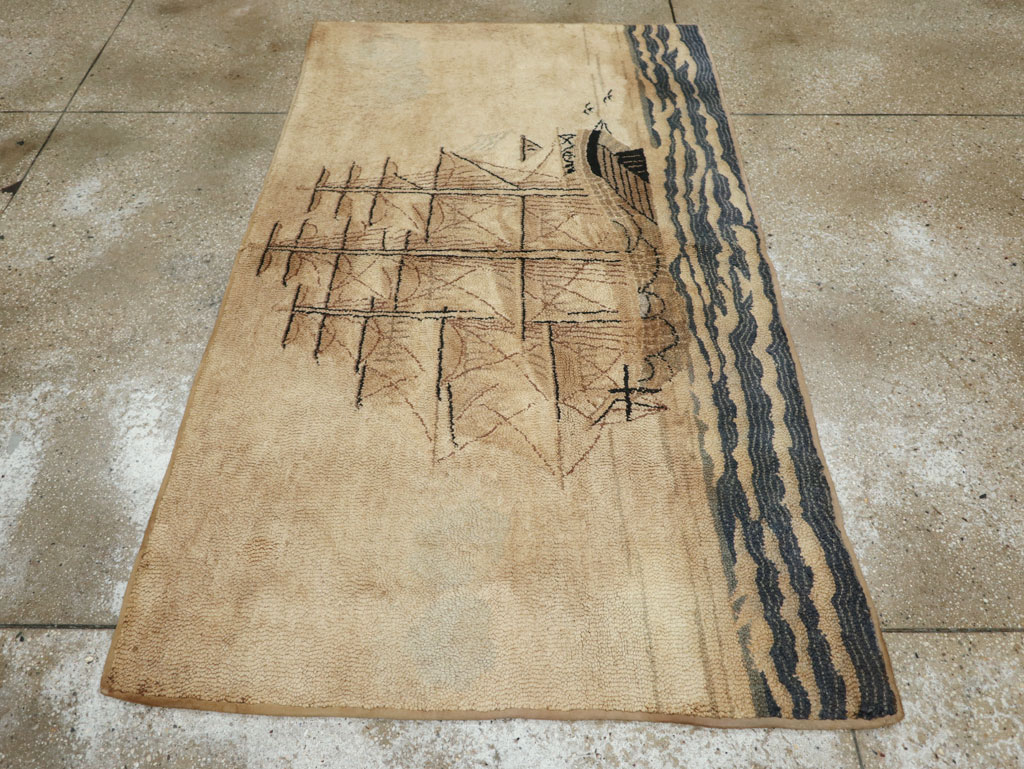 Vintage American Hooked Pictorial Accent Rug, No.21698 - Gss