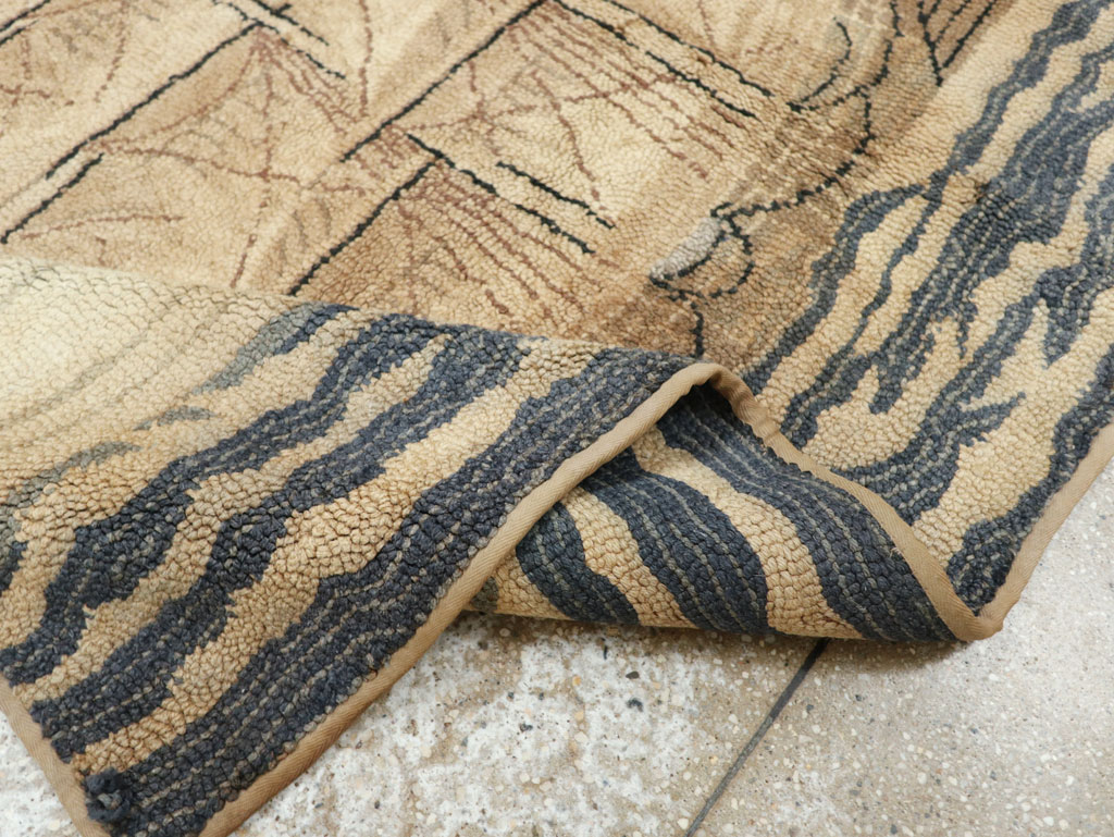 Vintage American Hooked Pictorial Accent Rug, No.21698 - Gss