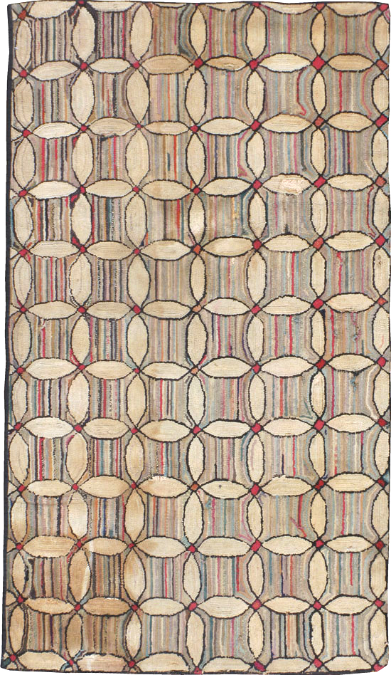 Vintage American Hooked Throw Rug, No.21703 - Gss