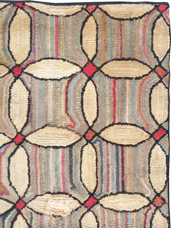 Vintage American Hooked Throw Rug, No.21703 - Gss