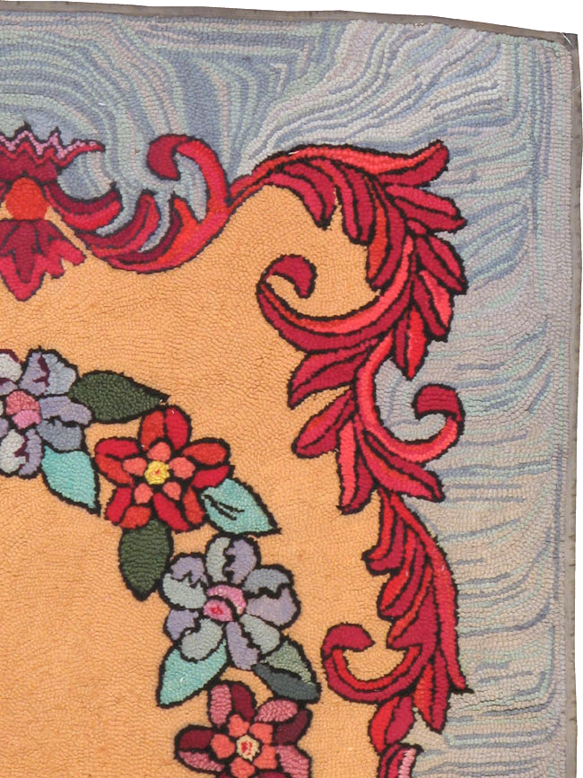 Vintage American Hooked Throw Rug, No.21708 - Gss