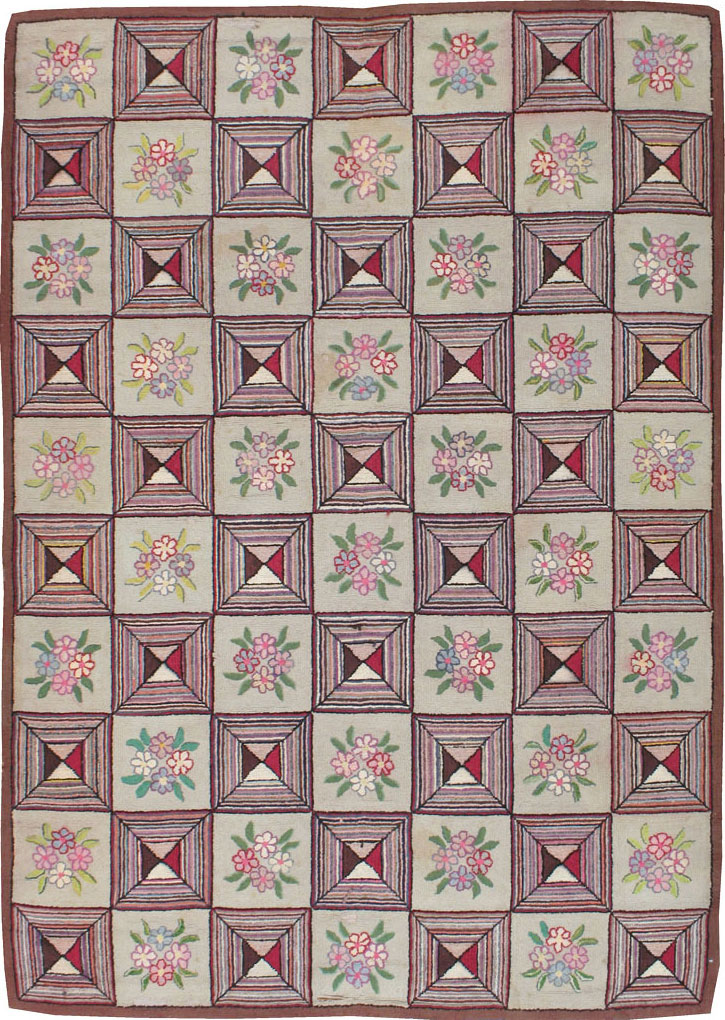 Vintage American Hook Rug, No.21718 - Gss