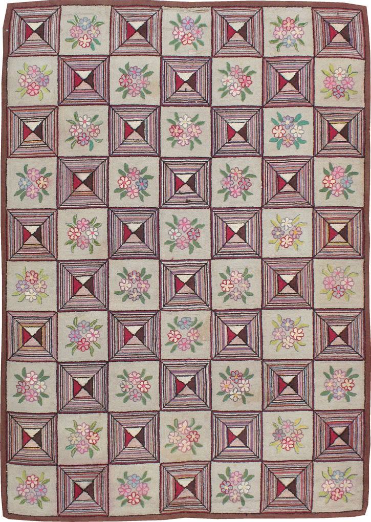 Vintage American Hook Rug, No.21718 - Gss
