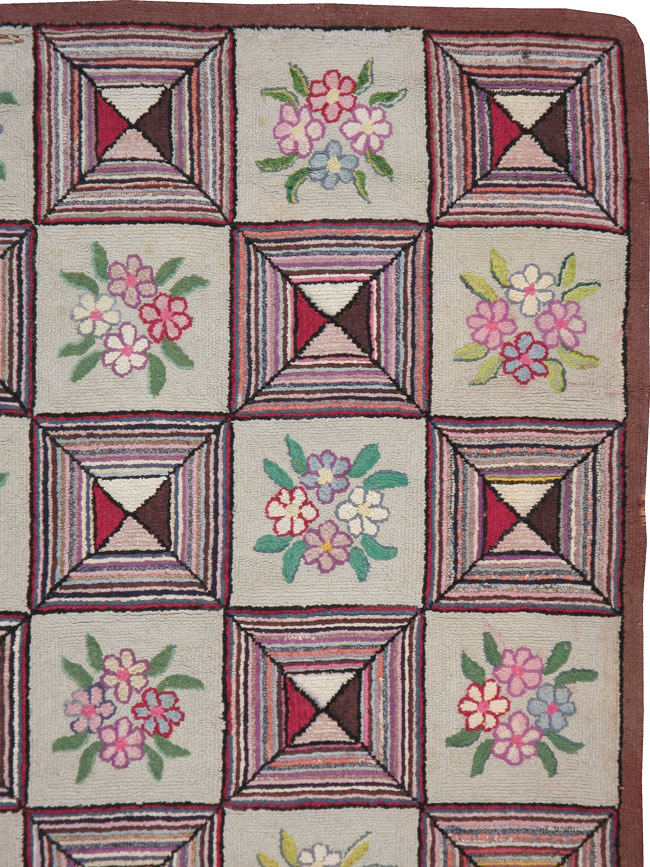 Vintage American Hook Rug, No.21718 - Gss