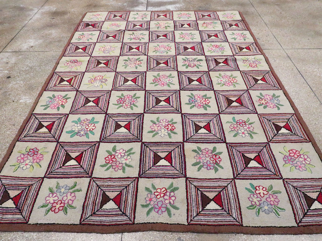 Vintage American Hook Rug, No.21718 - Gss