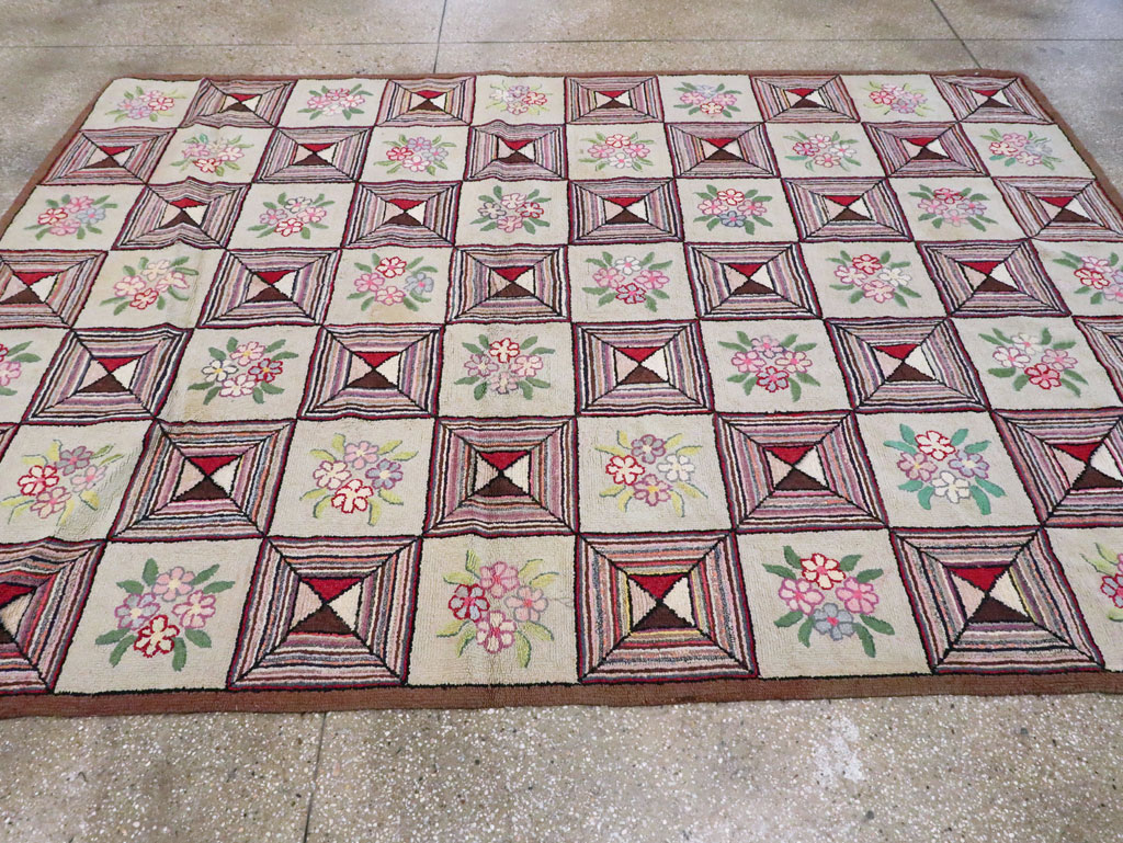 Vintage American Hook Rug, No.21718 - Gss